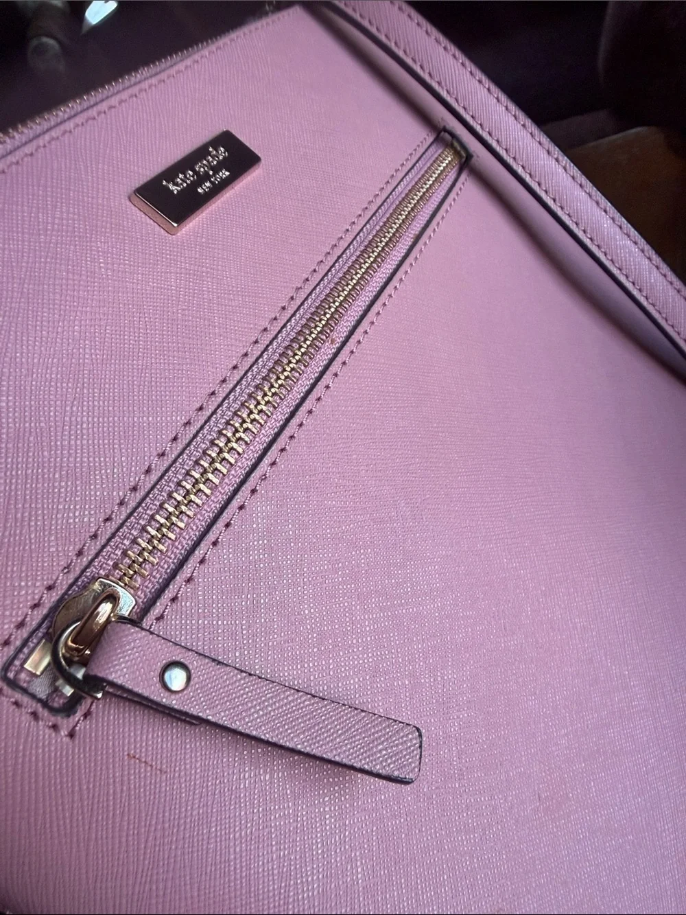 Kate Spade♠️ Mauve Pink Saffiano Crossbody Bag with Gold Hardware